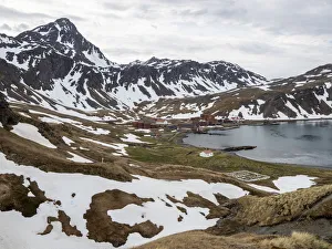 View of the abandoned Norwegian whaling station at Grytviken, in East Cumberland Bay View of the abandoned Norwegian whaling station at Grytviken, in East Cumberland Bay