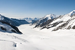 Glacial Gallery: View of the Aletsch glacier from Jungfraujoch, Jungfrau Region, Switzerland, Europe