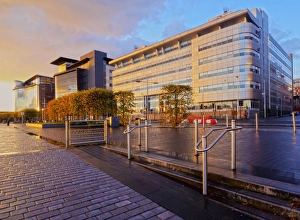 View of the Alexander Bain House and the Scottish Government buildings at sunset View of the Alexander Bain House and the Scottish Government buildings at sunset