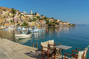 Places Of Worship Gallery: View of The Annunciation Church overlooking Symi Town, Symi Island, Dodecanese, Greek Islands