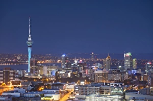 View of Auckland at dusk, Auckland, North Island, New Zealand, Pacific View of Auckland at dusk, Auckland, North Island, New Zealand, Pacific