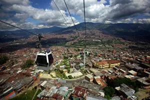 America Gallery: View over the Barrios Pobre of Medellin, where Pablo Escobar had many supporters, Colombia