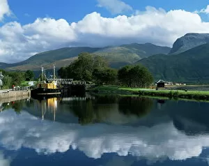 View across the Caledonian Canal to Ben Nevis and Fort William