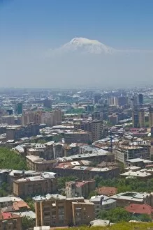 View over the capital city, Yerevan, with Mount Ararat in the distance