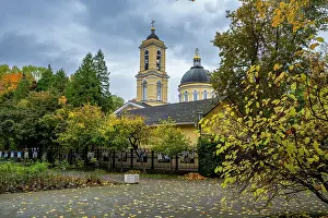 Prints of View of Cathedral of St. Peter and St. Paul in Gomel, Belarus during autumn with yellow leaves and cloudy sky Belarus Prints: Autumn Print of Gomel Cathedral