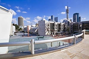 Central Library Gallery: View towards the Central Library and buildings of Azrieli Center, Tel Aviv, Israel, Middle East