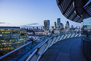 View from City Hall rooftop over City of London skyline, London, England, United Kingdom View from City Hall rooftop over City of London skyline, London, England, United Kingdom