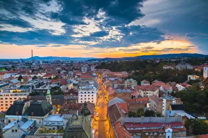 View of the city at night, Zagreb, Croatia, Europe View of the city at night, Zagreb, Croatia, Europe