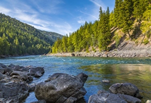 View of Clearwater River and meadows near Clearwater, British Columbia, Canada, North View of Clearwater River and meadows near Clearwater, British Columbia, Canada, North
