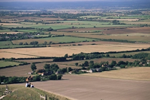 View across fields from the South Downs near Wilmington, East Sussex, England View across fields from the South Downs near Wilmington, East Sussex, England