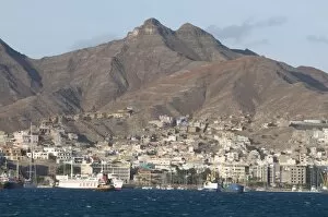 Mindelo Collection: View over fishing port and city, San Vincente, Mindelo, Cape Verde Islands