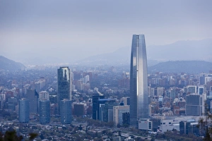 View over the Gran Torre Santiago from Cerro San Cristobal, Santiago, Chile, South America View over the Gran Torre Santiago from Cerro San Cristobal, Santiago, Chile, South America