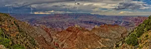 View of the Grand Canyon west of Navajo Point with a storm rolling in from the west View of the Grand Canyon west of Navajo Point with a storm rolling in from the west