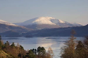 Snow Capped Gallery: View from Grange road over Derwentwater to Saddleback [Blencathra], Lake District National Park