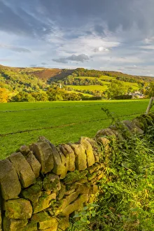 View of Hathersage and countryside autumnal colours, Derbyshire Peak District, Derbyshire View of Hathersage and countryside autumnal colours, Derbyshire Peak District, Derbyshire