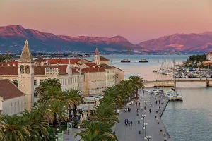 Trogir Gallery: View from Kamerlengo Fortress over the old town of Trogir at sunset, UNESCO World Heritage Site
