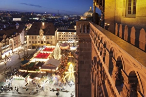 View from Kilianskirche church of Christmas fair in the marketplace, town Hall with astronomical clock, Heilbronn, Baden Wurttemberg, Germany, Europe View from Kilianskirche church of Christmas fair in the marketplace, town Hall with astronomical clock, Heilbronn, Baden Wurttemberg, Germany, Europe