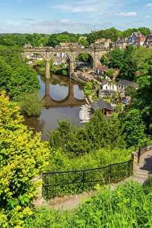 Fence Gallery: View of Knaresborough viaduct and the River Nidd from path leading to the Castle