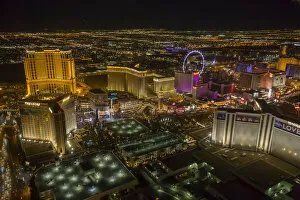 Casino Gallery: View of Las Vegas and the suburbs from helicopter at night, Las Vegas, Nevada, United