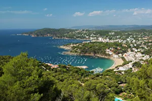 View over Llafranc and Cap Roig from Cap de St. Sebastia, near Palafrugell, Costa Brava, Catalonia, Spain View over Llafranc and Cap Roig from Cap de St. Sebastia, near Palafrugell, Costa Brava, Catalonia, Spain