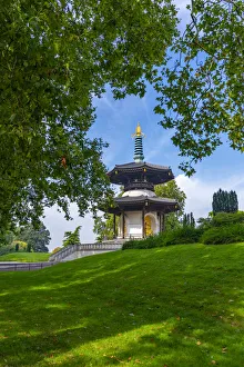 View of The London Peace Pagoda, Battersea Park, Nine Elms Lane, London, England View of The London Peace Pagoda, Battersea Park, Nine Elms Lane, London, England
