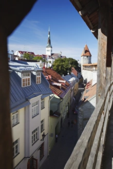 View of Lower Town from Town Wall with Oleviste Church in background, Tallin View of Lower Town from Town Wall with Oleviste Church in background, Tallin