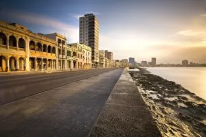 Images Dated 23rd March 2009: View along The Malecon at dusk showing mix of old and new buildings, Havana