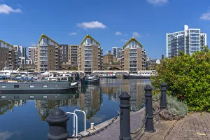 View of the marina at the Limehouse Basin, Tower Hamlets, London, England, United Kingdom View of the marina at the Limehouse Basin, Tower Hamlets, London, England, United Kingdom