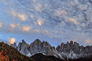 View of the Odle Mountains from St. Magdalena village in autumn, Val di Fune, South Tyrol View of the Odle Mountains from St. Magdalena village in autumn, Val di Fune, South Tyrol