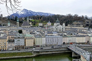 View towards the old town, Salzburg, Austria, Europe View towards the old town, Salzburg, Austria, Europe