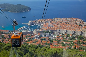 View of Old Town, UNESCO World Heritage Site, from cable car, Dubrovnik, Dubrovnik Riviera, Dalmatian Coast, Croatia View of Old Town, UNESCO World Heritage Site, from cable car, Dubrovnik, Dubrovnik Riviera, Dalmatian Coast, Croatia