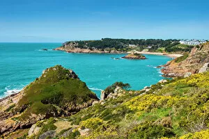 Outcrop Gallery: View over Portelet Bay, Jersey, Channel Islands, United Kingdom, Europe