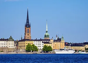 View towards the Riddarholmen Island, Stockholm, Stockholm County, Sweden, Scandinavia, Europe View towards the Riddarholmen Island, Stockholm, Stockholm County, Sweden, Scandinavia, Europe