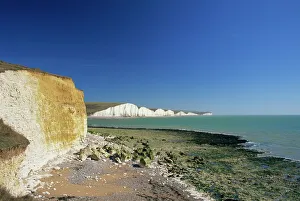 View to the Seven Sisters from beach below Seaford Head, East Sussex, England View to the Seven Sisters from beach below Seaford Head, East Sussex, England