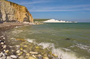 Prints of View of The Seven Sisters, Hope Gap beach, Seaford Head, South Downs Way, South Downs National Park, East Sussex, England, United Kingdom, Europe East Sussex Prints: View of The Seven Sisters, East Sussex Print