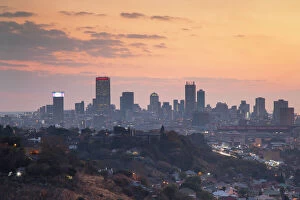 Africa Gallery: View of skyline at sunset, Johannesburg, Gauteng, South Africa, Africa