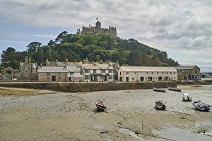 View of St Michaels Mount from the tidal islands landward harbour wall, Marazion View of St Michaels Mount from the tidal islands landward harbour wall, Marazion