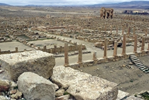 View from the theatre overlooking the Roman site of Timgad, UNESCO World Heritage Site View from the theatre overlooking the Roman site of Timgad, UNESCO World Heritage Site