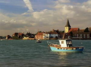 Images Dated 18th February 2008: View across water at high tide, Bosham village and harbour, Sussex, England