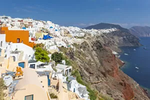 View of white washed house in Oia village, Santorini, Aegean Island, Cyclades Island