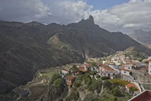 Views of mountains and El Nublo peak in the central highlands in Tejeda in Gran Canaria, Canary Islands, Spain Views of mountains and El Nublo peak in the central highlands in Tejeda in Gran Canaria, Canary Islands, Spain
