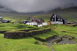 Viking longhouse dating from the 10th century, archaeological site of Toftanes Viking longhouse dating from the 10th century, archaeological site of Toftanes