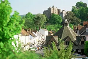 Village and castle, Dunster, Somerset, England, United Kingdom, Europe