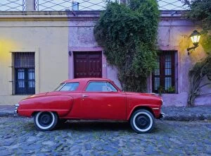 Colonia Del Sacramento Gallery: Vintage Studebaker car on a cobblestone lane of the historic quarter, Colonia del Sacramento