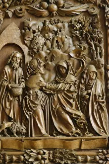 Detail of the Visitation of the Blessed Virgin Mary on the carved altar, dating from 1509
