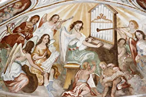 Wall painting in Santa Maria of the Grottella sanctuary, Cupertino, Lecce, Apulia, Italy Wall painting in Santa Maria of the Grottella sanctuary, Cupertino, Lecce, Apulia, Italy
