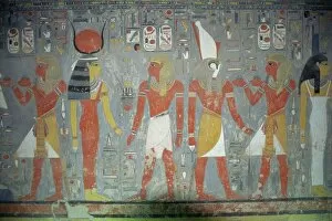 Tomb Gallery: Wall painting in the Tomb of Horemheb, Valley of the Kings, Thebes, Egypt