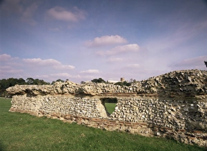 Prints of Wall, remains of Roman town of Verulamium, St. Albans, Hertfordshire, England, United Kingdom, Europe Hertfordshire Prints: Roman Wall Print, Verulamium Remains