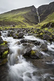 Waterfall en route to Westfjords, north west Iceland, Polar Regions Waterfall en route to Westfjords, north west Iceland, Polar Regions