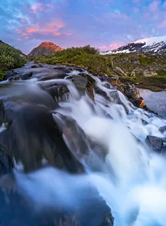 Waterfall flowing down from Blafjellelva plateau in Dalsnibba mountain area, Stranda Waterfall flowing down from Blafjellelva plateau in Dalsnibba mountain area, Stranda